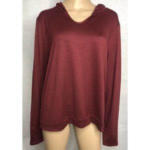 YMI Collections Hooded Shirt Womens Size XL Maroon Red Long Sleeve So Soft NEW